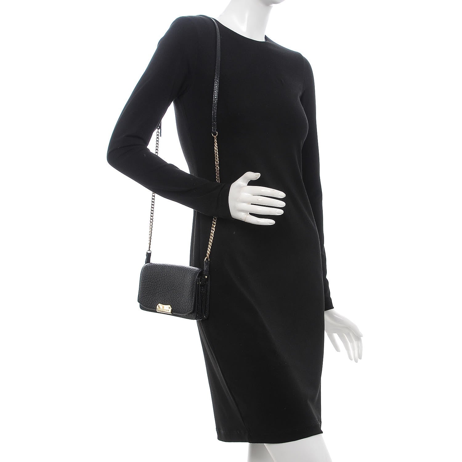 Burberry Signature Grain Small Madison Chain Clutch Black 2 of 7
