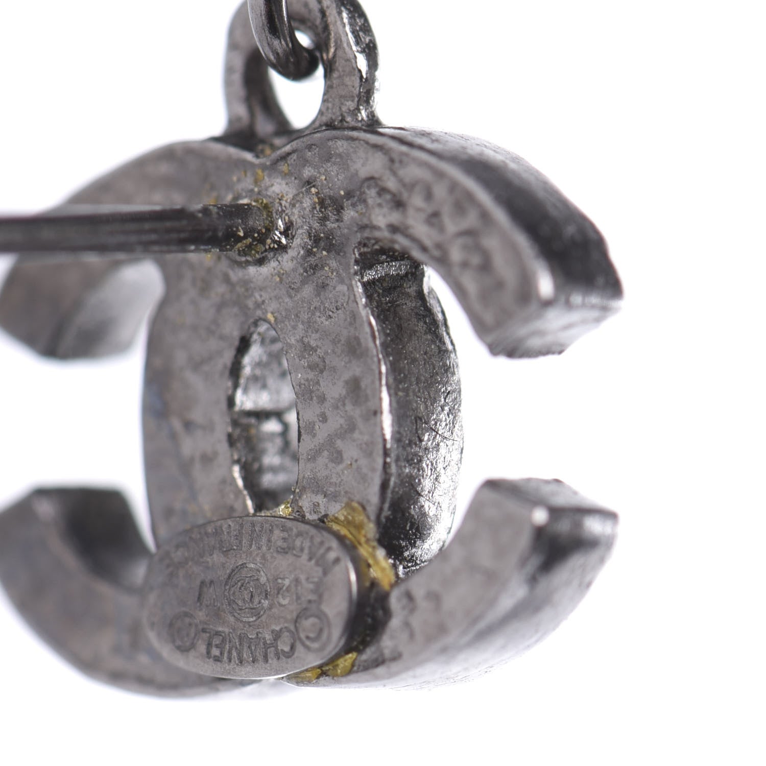 Chanel Ruthenium Bead CC Drop Earrings Black 5 of 5