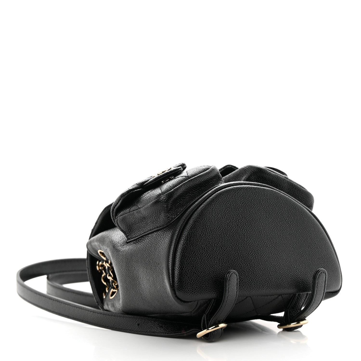Chanel Shiny Caviar Quilted Small Duma Pockets Drawstring Backpack Black 4 of 12
