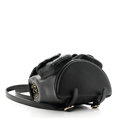 Chanel Shiny Caviar Quilted Small Duma Pockets Drawstring Backpack Black 4 of 12