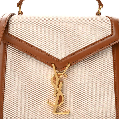 Saint Laurent Canvas Calfskin Mini Classic Monogram Cassandra Top Handle Tan Natural 7 of 10