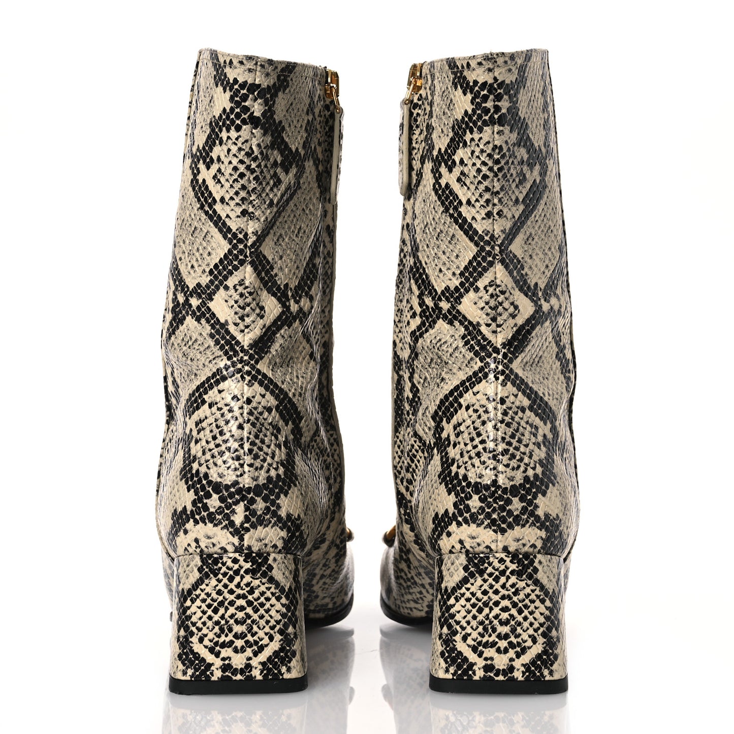 Calfskin Snakeskin Embossed Charlotte Horsebit 55mm Ankle Boots 37 Multicolor