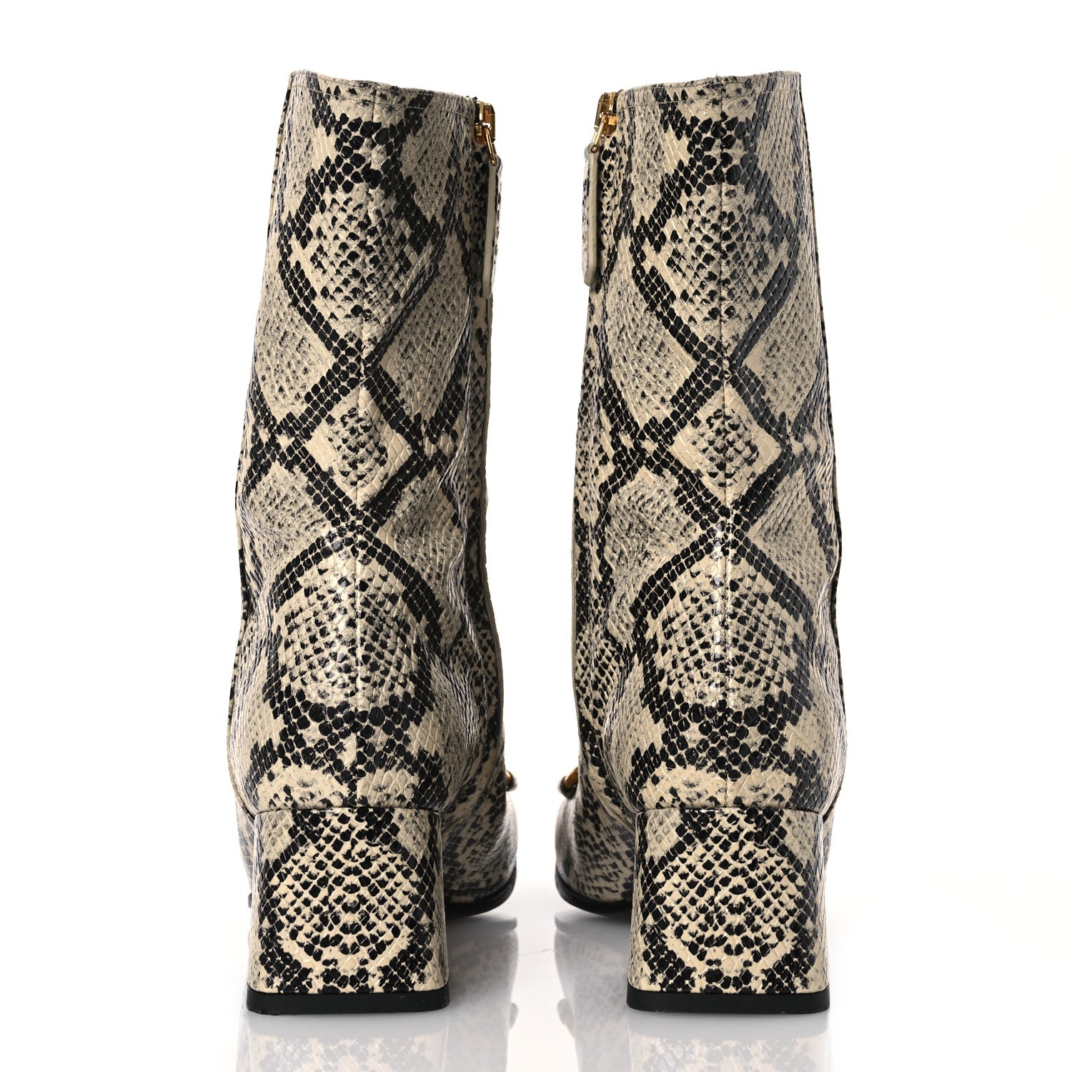 Gucci Calfskin Snakeskin Embossed Charlotte Horsebit 55mm Ankle Boots 37 Multicolor 5 of 15