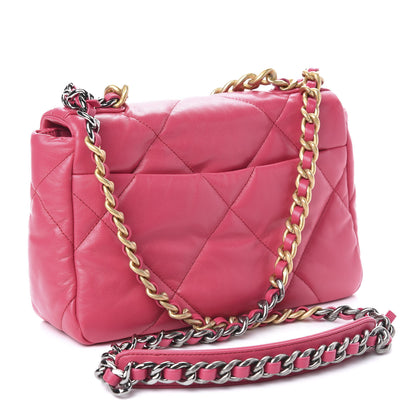 Chanel Lambskin Quilted Medium 19 Flap Dark Pink 3 of 10
