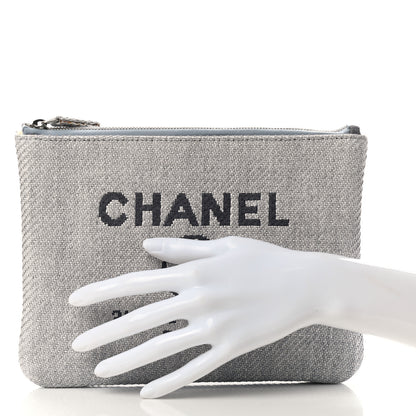 Chanel Canvas Medium Deauville Pouch Blue 2 of 9