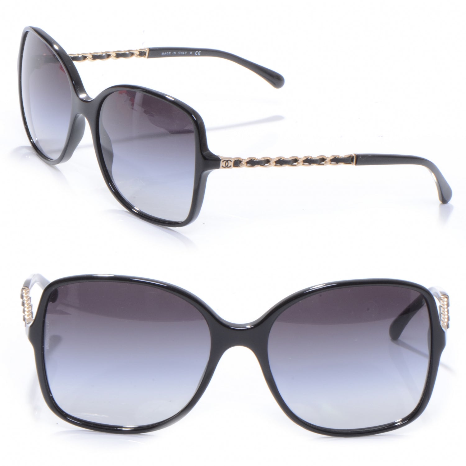 Chanel Acetate Lambskin Chain Square Sunglasses 5210-Q Black 1 of 5