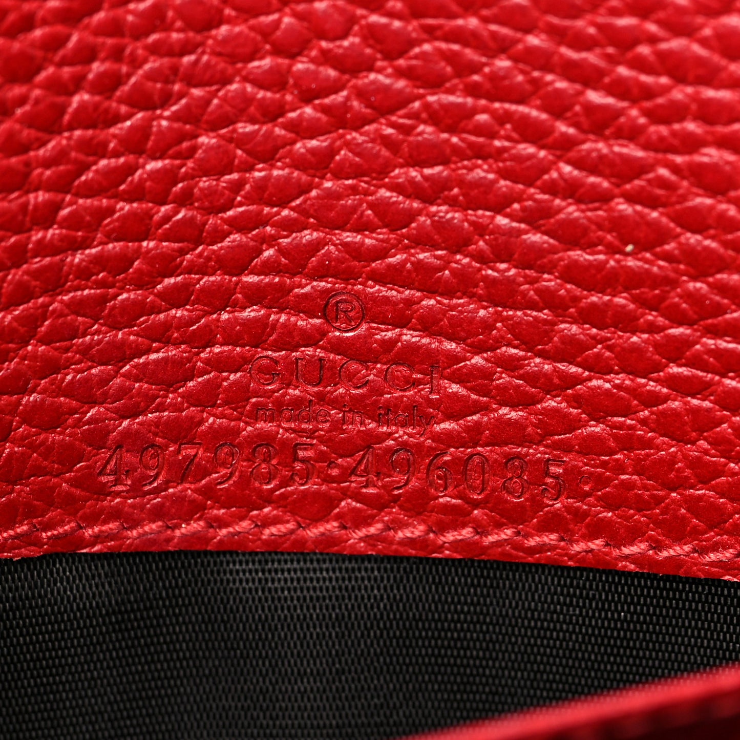 Dollar Calfskin Mini GG Marmont Chain Wallet Hibiscus Red