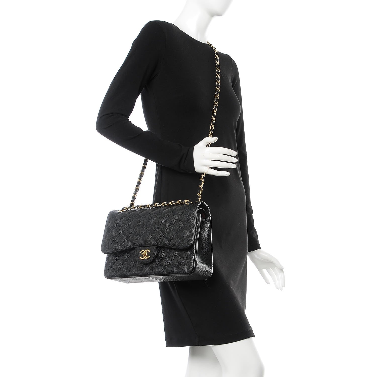 Chanel Caviar Quilted Jumbo Double Flap Black 2 of 11