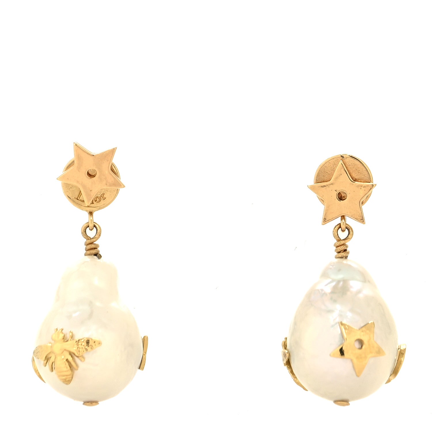 Christian Dior Pearl Star Earrings Gold 1 of 5