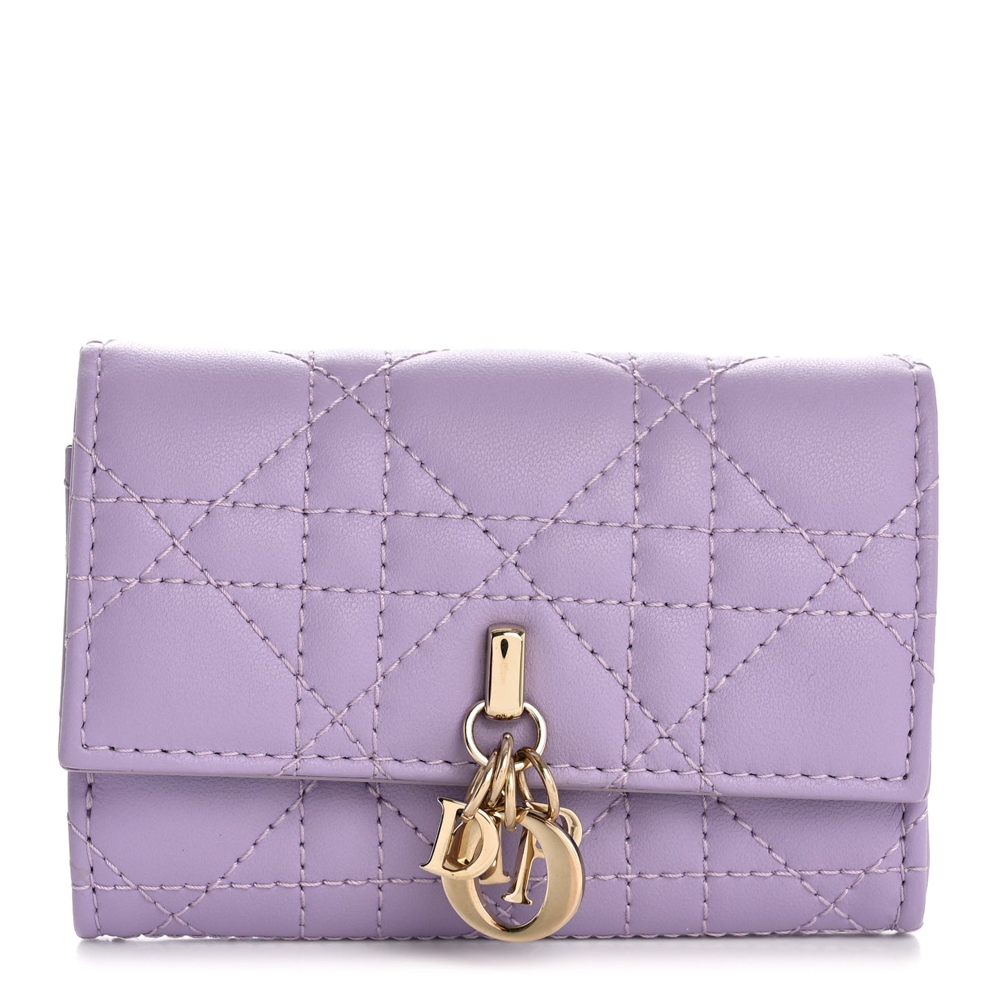 Lambskin Cannage Miss Dior Glycine Wallet Purple