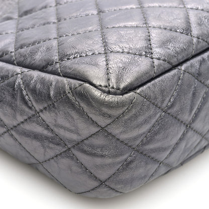 Chanel Metallic Aged Calfskin Quilted Large Reissue Camera Case Silver 9 of 10