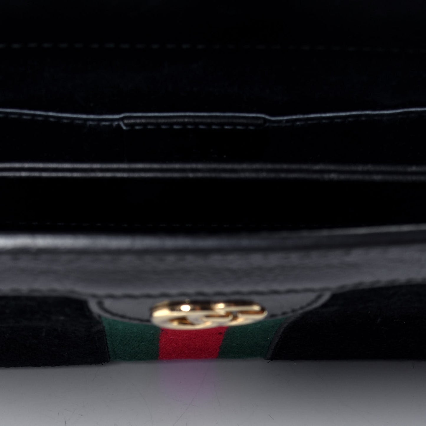 Suede Patent GG Web Small Ophidia Chain Shoulder Bag Black