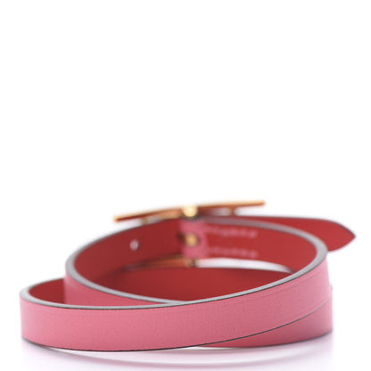 Hermes Swift Chamonix Behapi Double Tour Reversible Bracelet Rose Azalee Rouge De Coeur 3 of 7