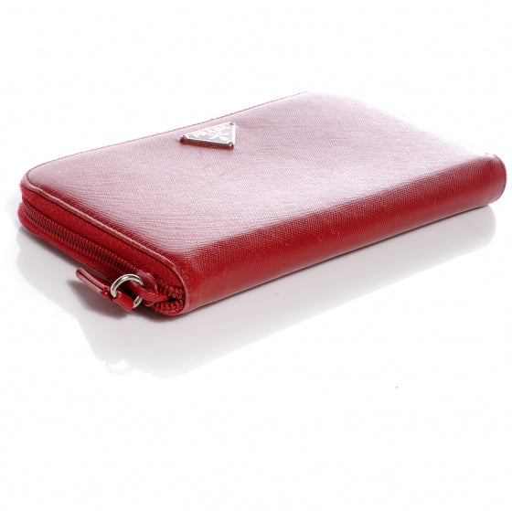 Prada Saffiano Zip Around Wallet Red 4 of 9