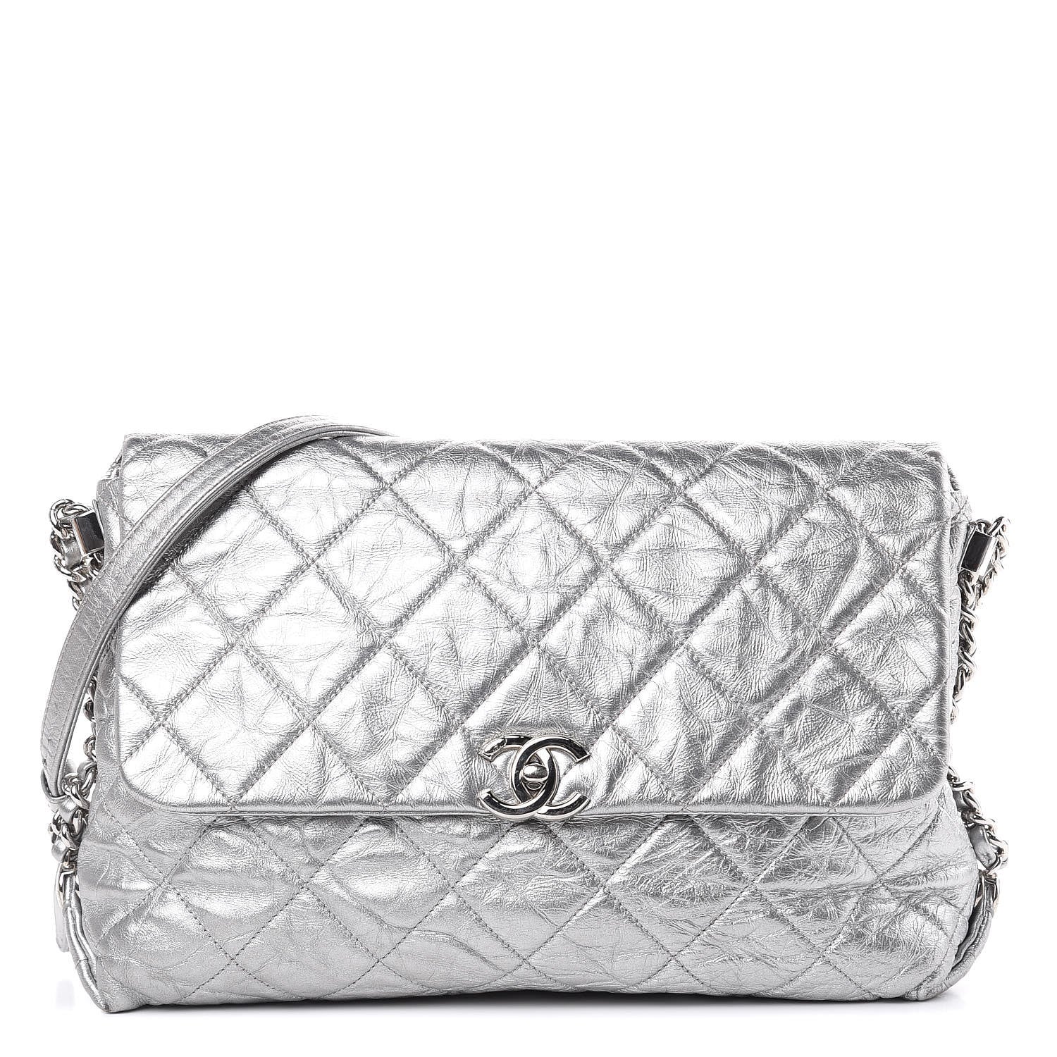 Chanel Metallic Crumpled Calfskin Big Bang Flap Bag Silver 1 of 12