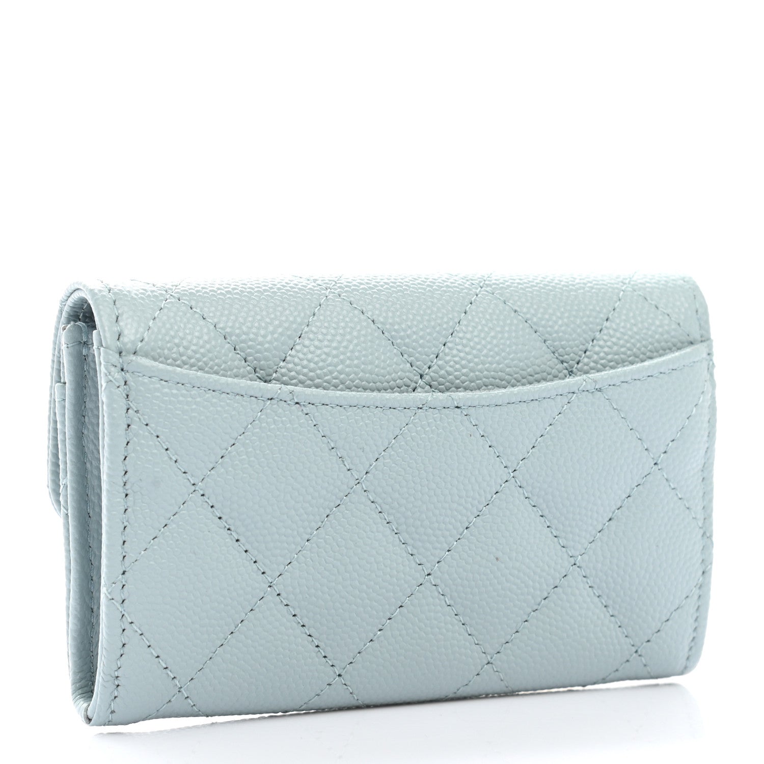 Chanel Caviar Quilted Flap Card Holder Wallet Light Blue 3 of 9