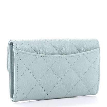 Chanel Caviar Quilted Flap Card Holder Wallet Light Blue 3 of 9