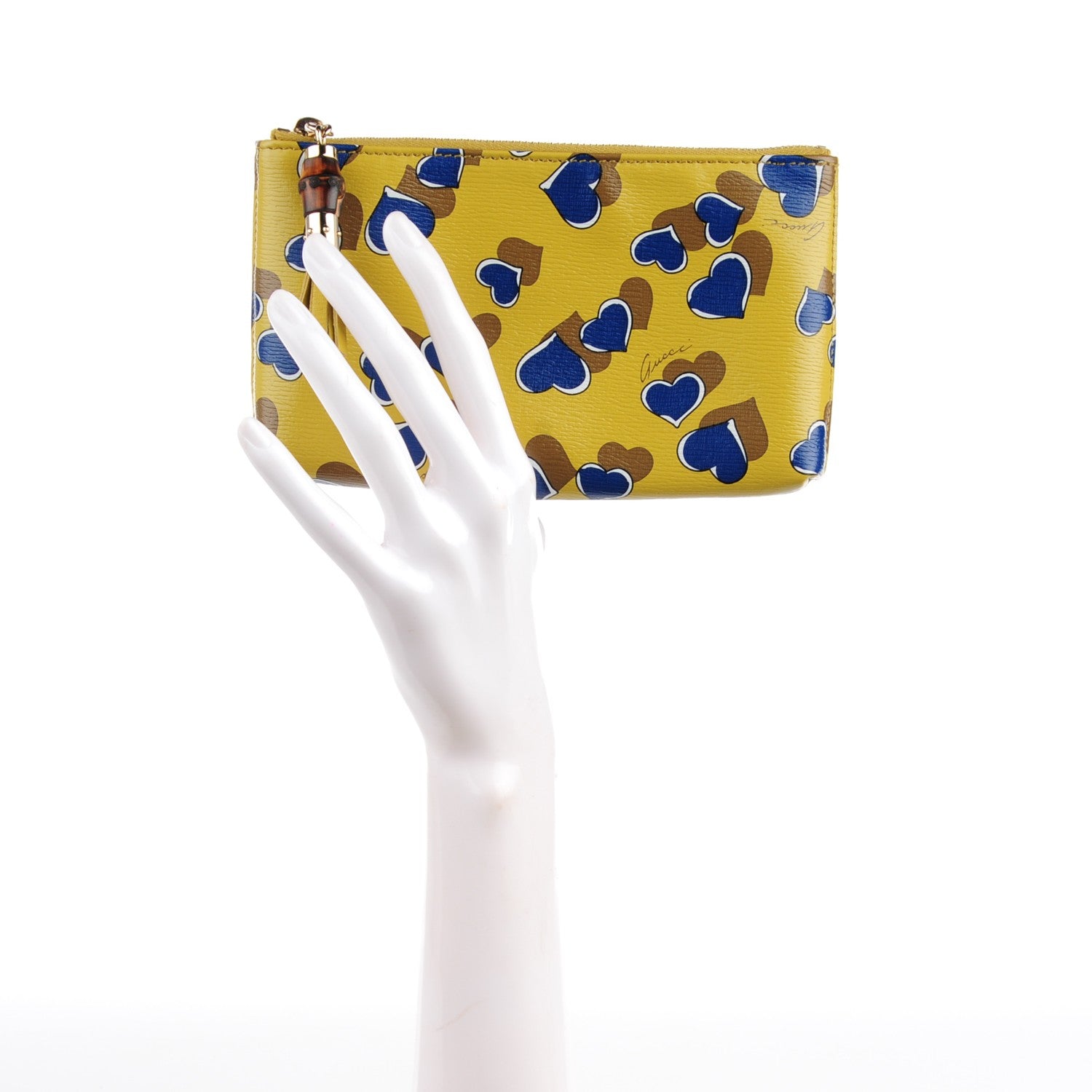 Gucci Calfskin Heartbeat Print Small Pouch Yellow 2 of 7
