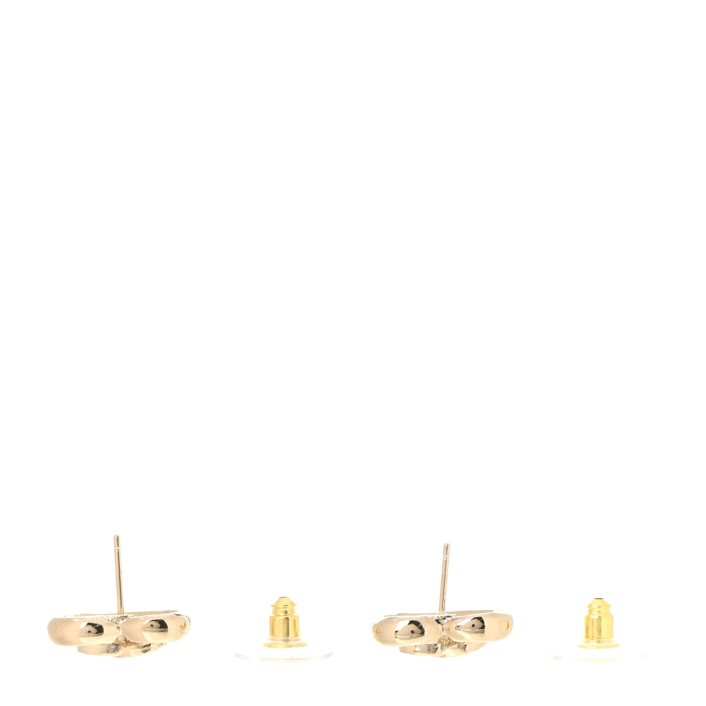 Metal Crystal CC Logo Heart Earrings Gold
