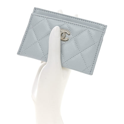 Chanel Caviar Quilted Crystal CC Card Holder Light Blue 2 of 8