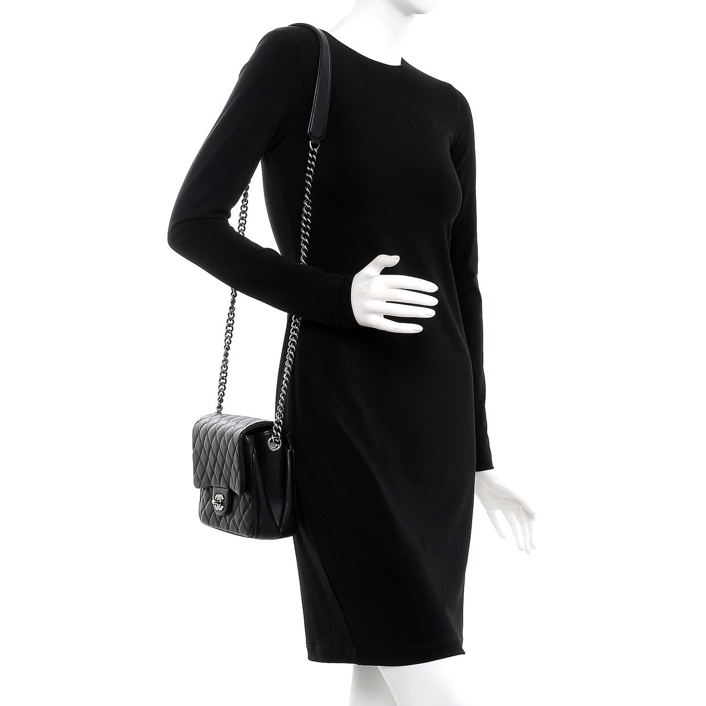 Caviar Quilted Small Rock In Rome Flap Black