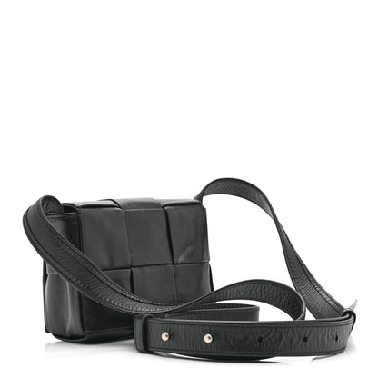 Bottega Veneta Crinkled Lambskin Maxi Intrecciato Extra Mini Cassette Crossbody Bag Black 3 of 9