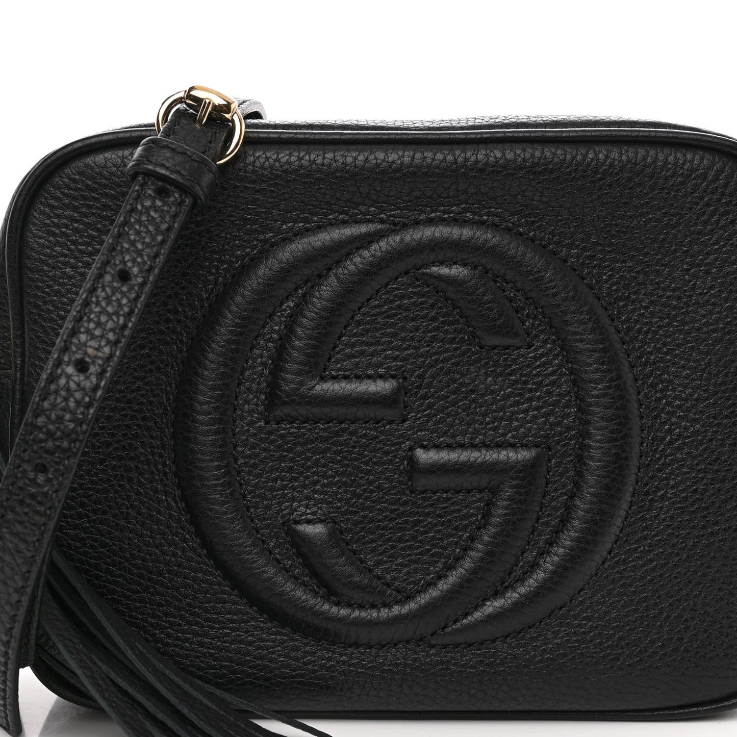Pebbled Calfskin Small Soho Disco Bag Black