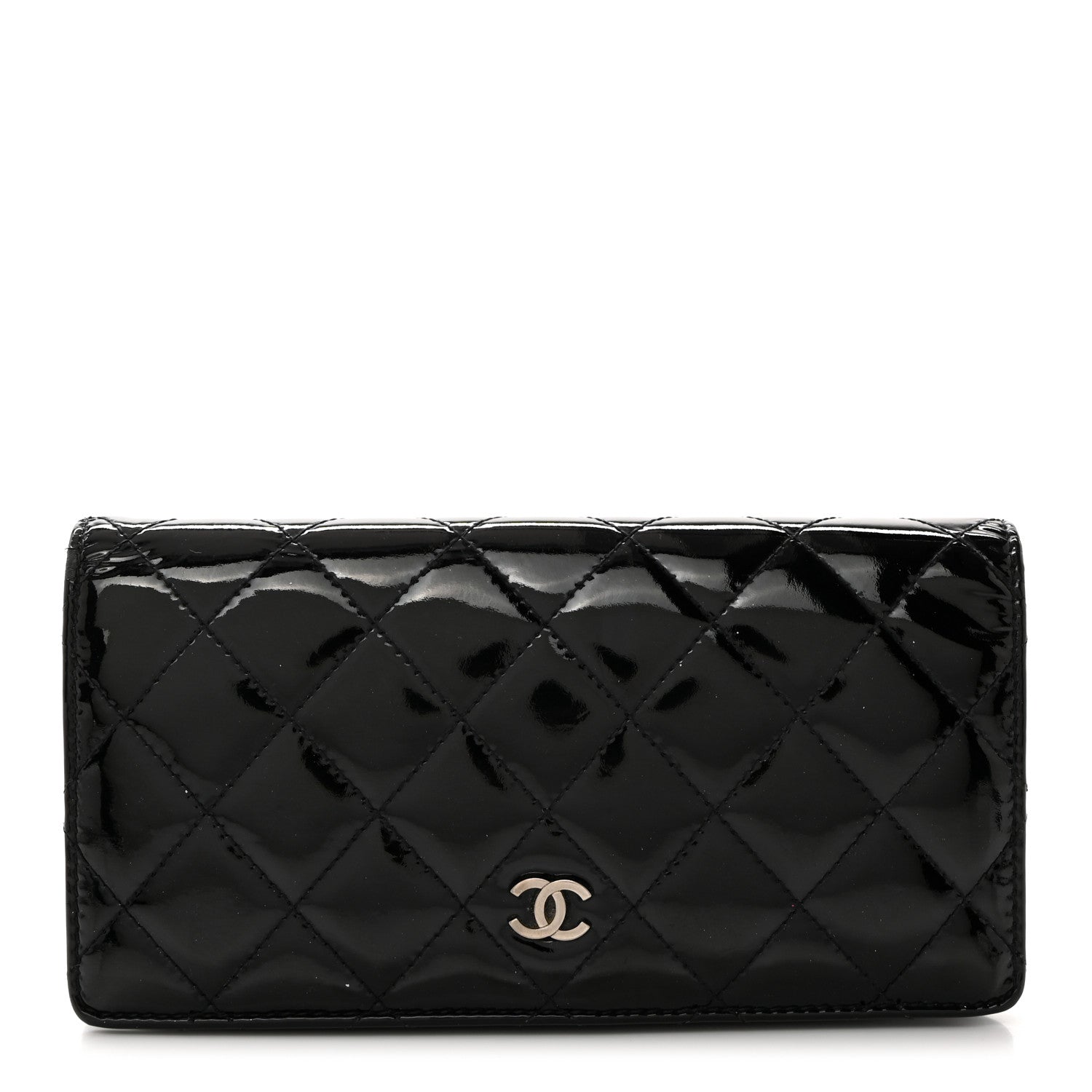 Chanel Patent Calfskin Quilted Yen Wallet Black 1 of 11