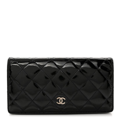 Chanel Patent Calfskin Quilted Yen Wallet Black 1 of 11