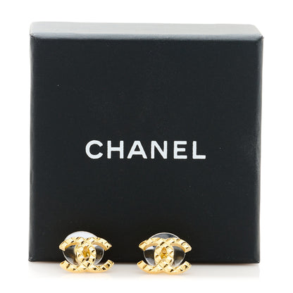 Chanel Quilted CC Earrings Gold 5 of 5
