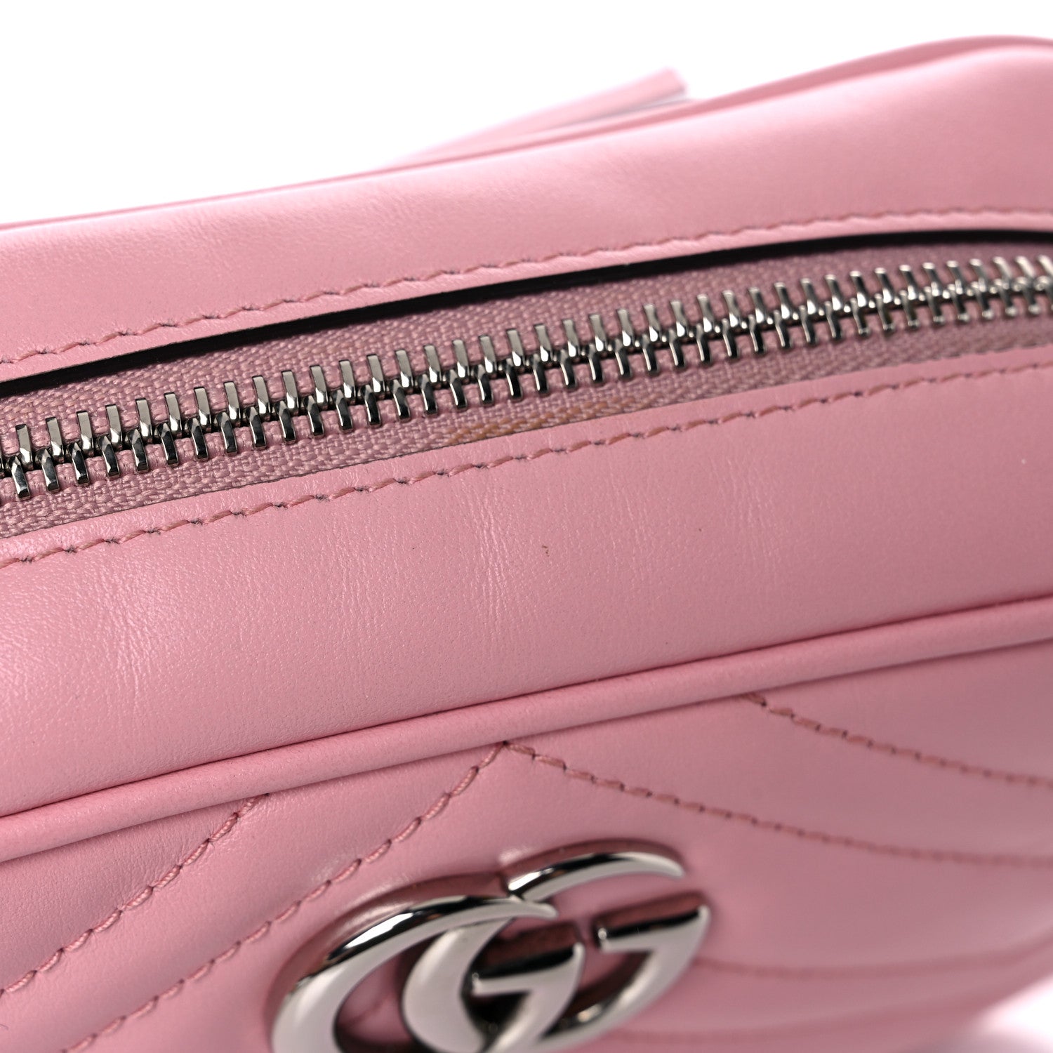 Gucci Calfskin Matelasse Mini GG Marmont Chain Shoulder Bag Wild Rose 10 of 10