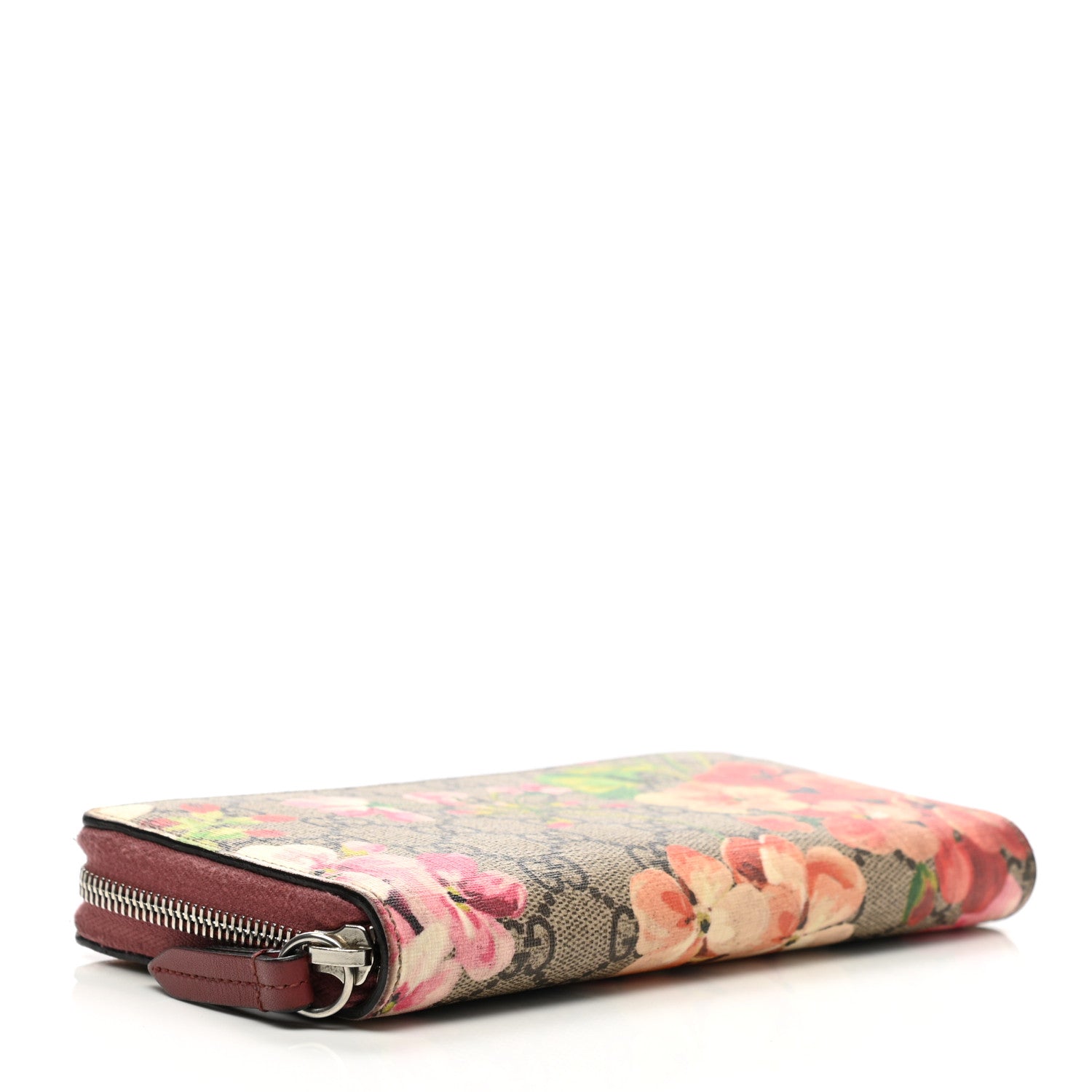 Gucci GG Supreme Monogram Blooms Zip Around Wallet Beige Multicolor Dry Rose 4 of 13