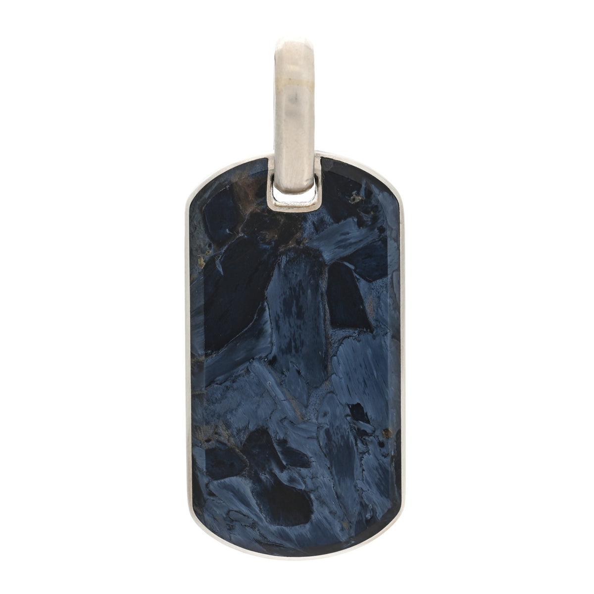Sterling Silver Pietersite 42mm Dog Tag Pendant