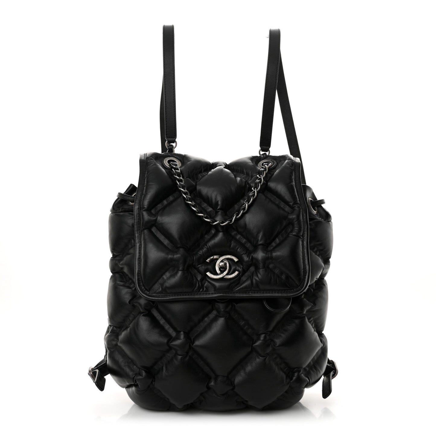 Calfskin Quilted Chesterfield Backpack Black