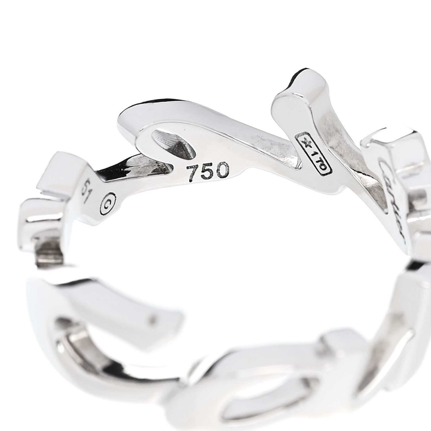 Cartier 18K White Gold Signature Ring 51 5.75 4 of 5