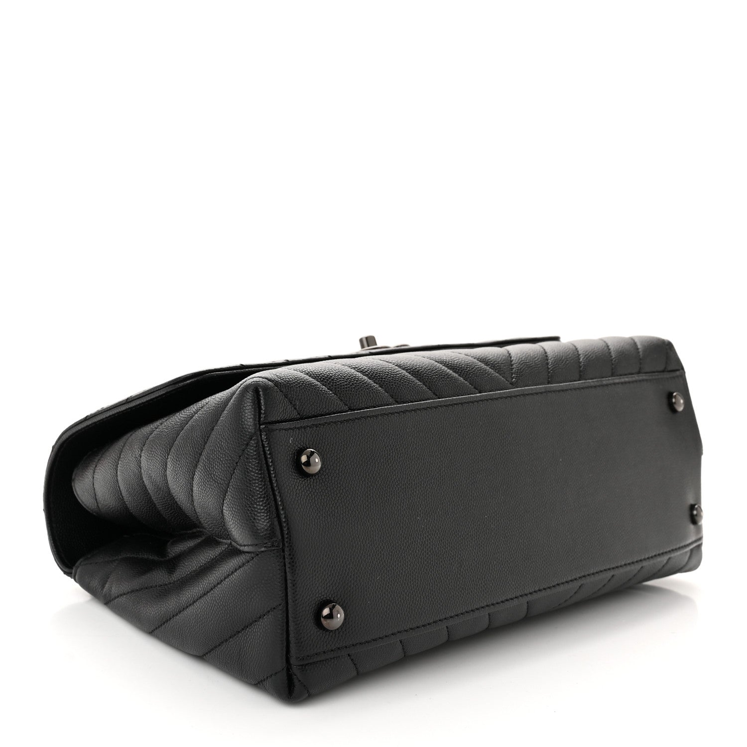 Chanel Caviar Chevron Quilted Small Coco Handle Flap So Black 4 of 10