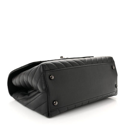 Chanel Caviar Chevron Quilted Small Coco Handle Flap So Black 4 of 10