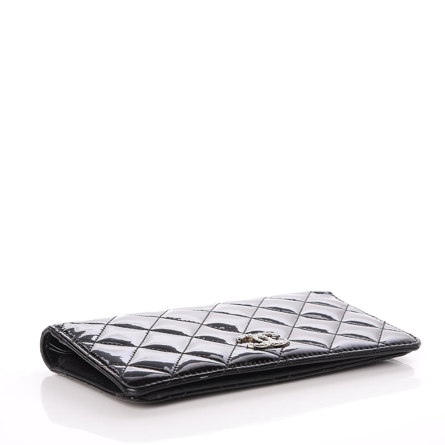 Patent Quilted Brilliant Yen Wallet Black