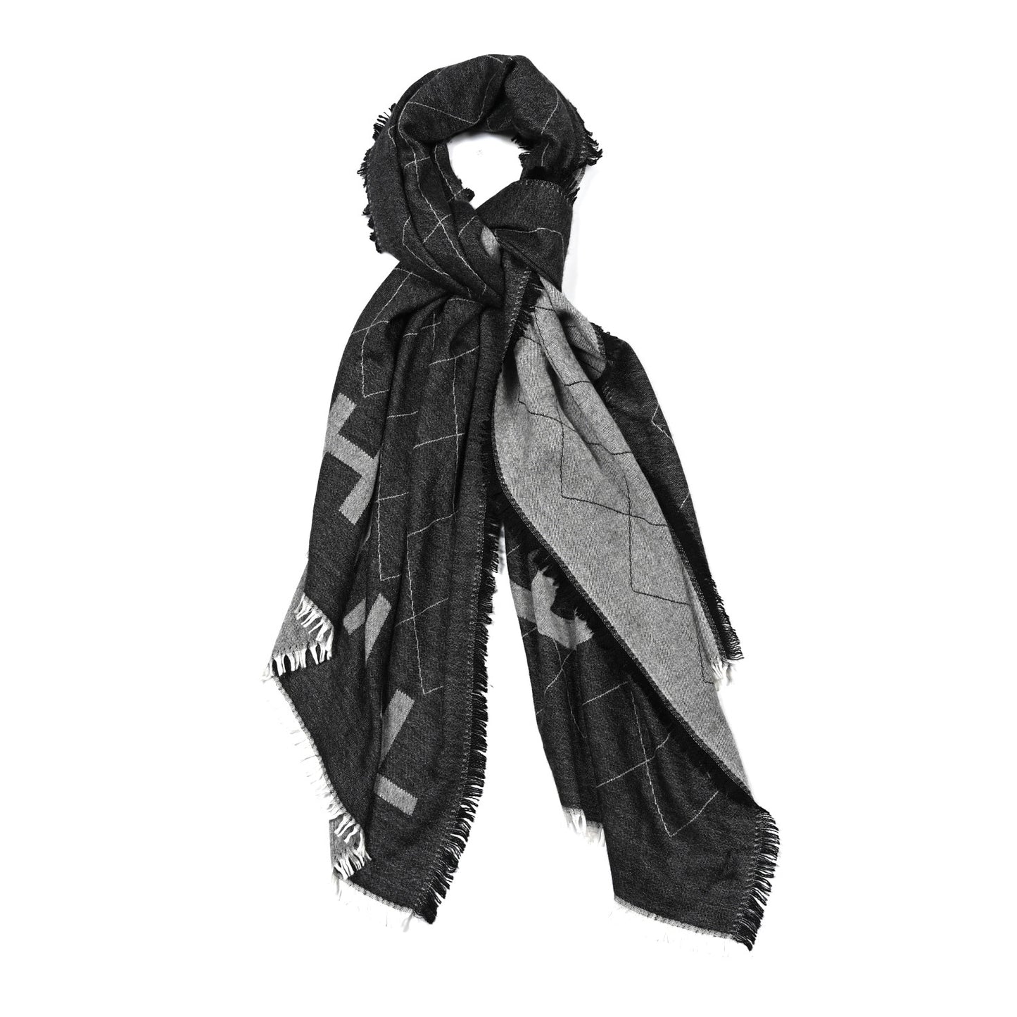 Cashmere Silk Quilted CC Logo Stole Black