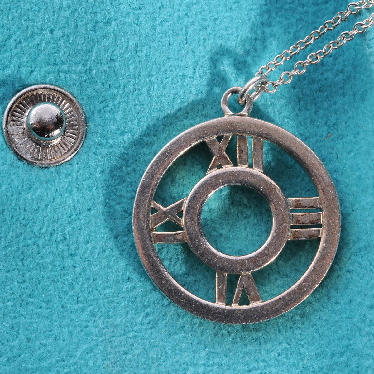 Tiffany Sterling Silver Round Atlas Pendant Necklace 3 of 6