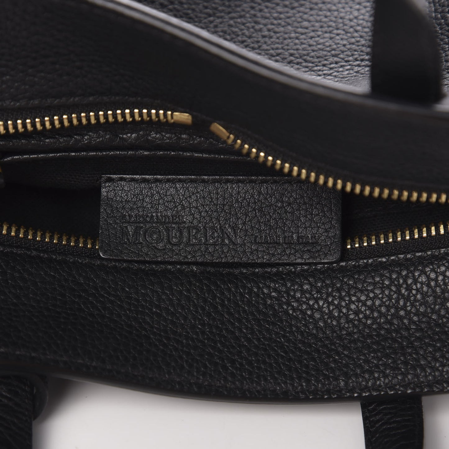 Pebbled Calfskin Mini Skull Padlock Zip Around Tote Black
