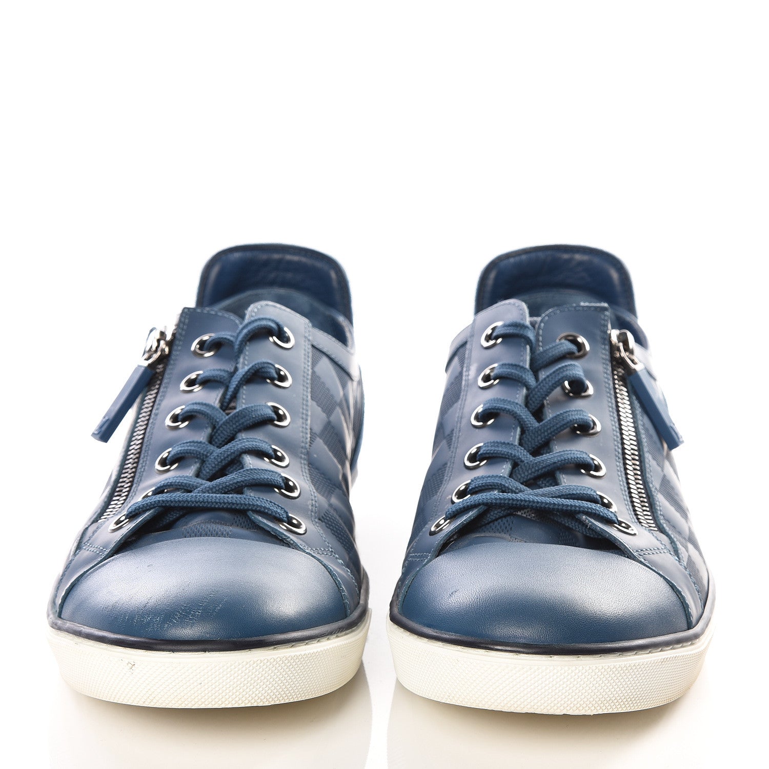 Louis Vuitton Damier Challenge Zip Up Sneakers 7.5 Blue 3 of 12