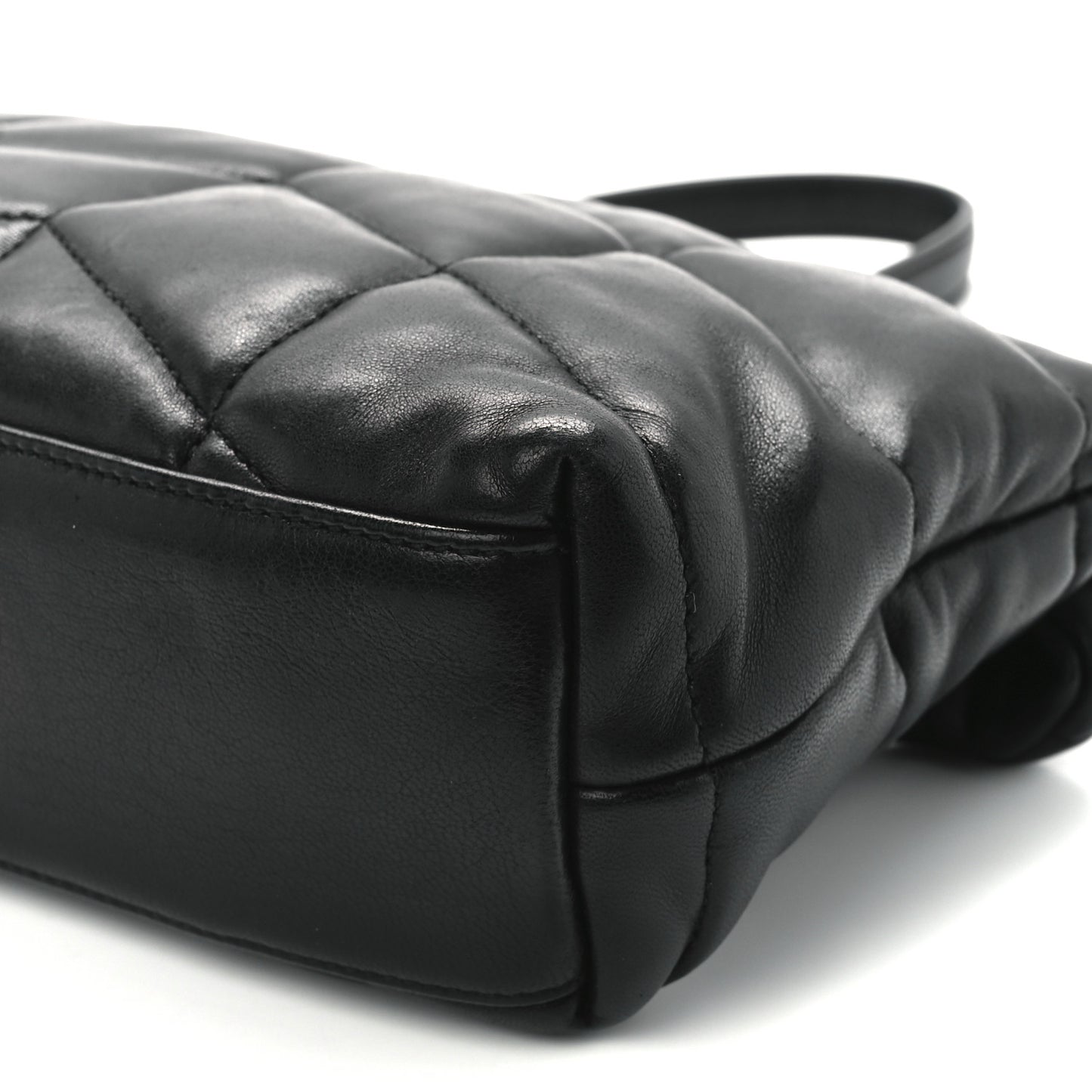 Lambskin Quilted Toy Loulou Puffer Monogram Chain Satchel Black