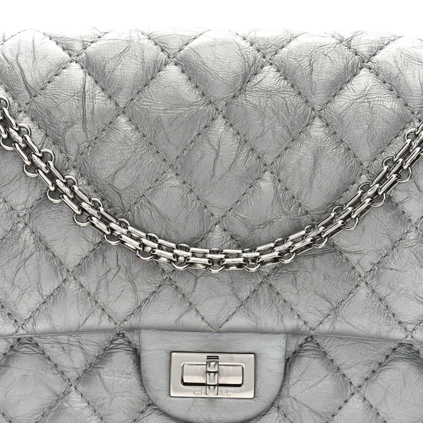 Metallic Lambskin Quilted 2.55 Reissue 226 Flap Silver