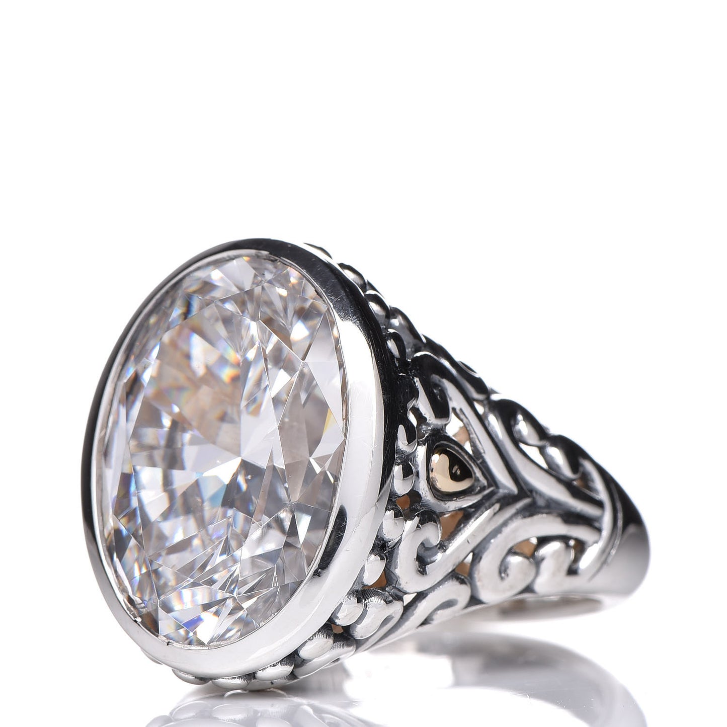 Sterling Silver 14K Yellow Gold Cubic Zirconia Angela Ring 57 8