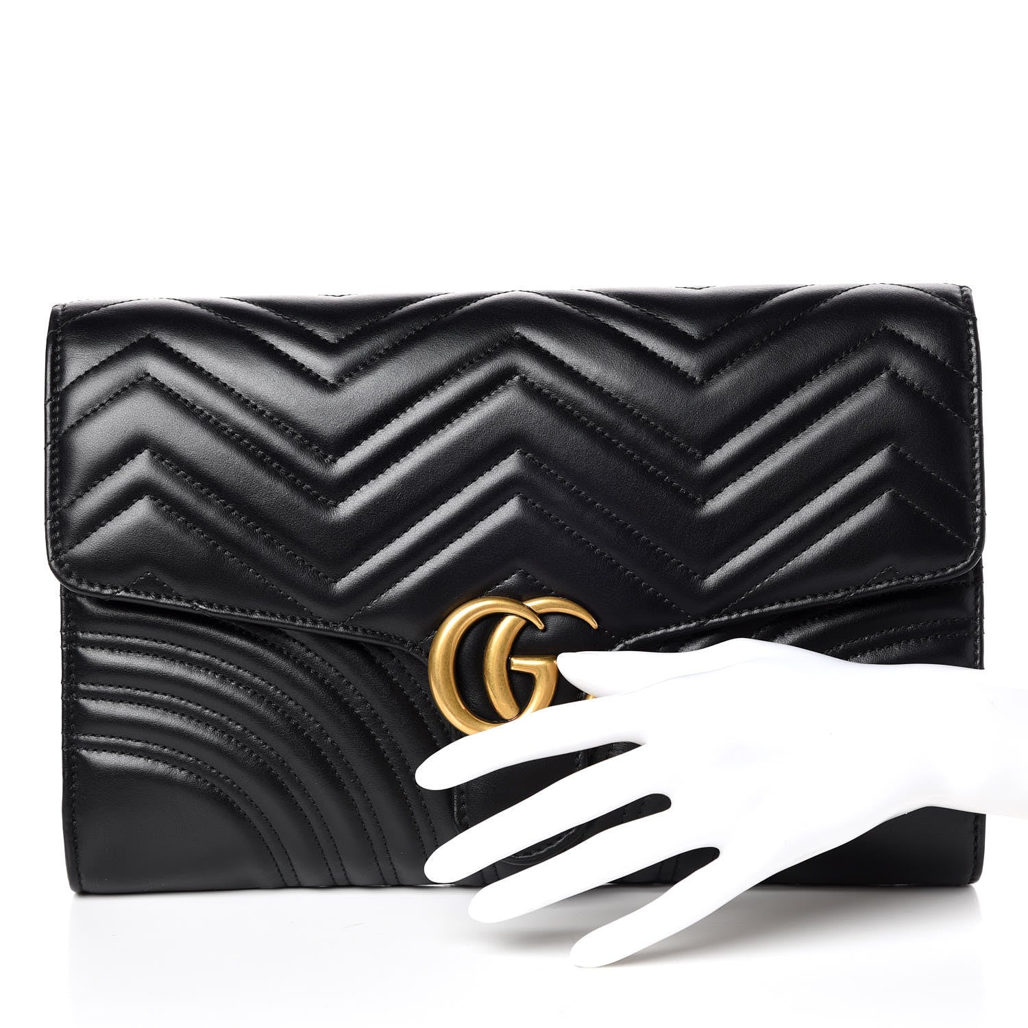Gucci Calfskin Matelasse GG Marmont Clutch Black 2 of 9