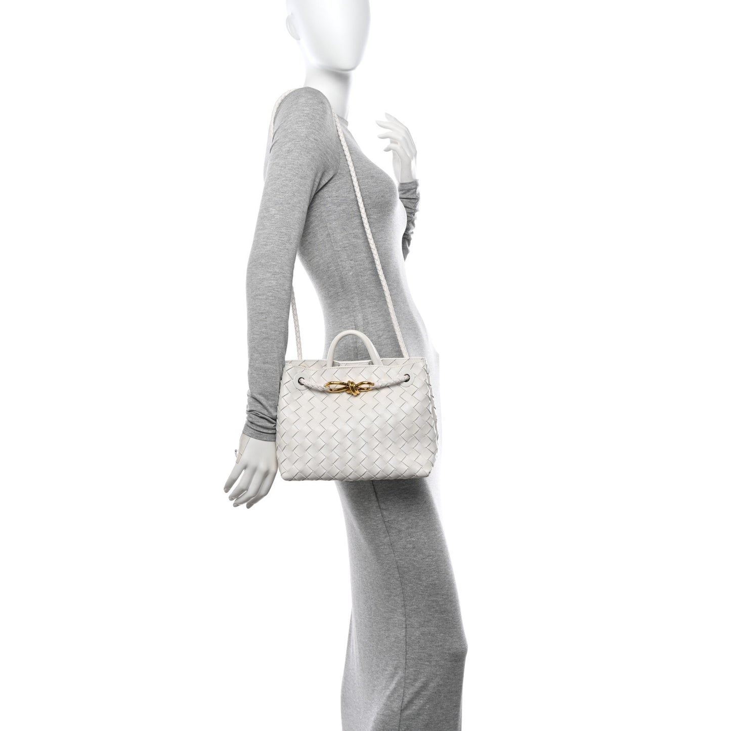 Nappa Intrecciato Small Andiamo Shoulder Bag White
