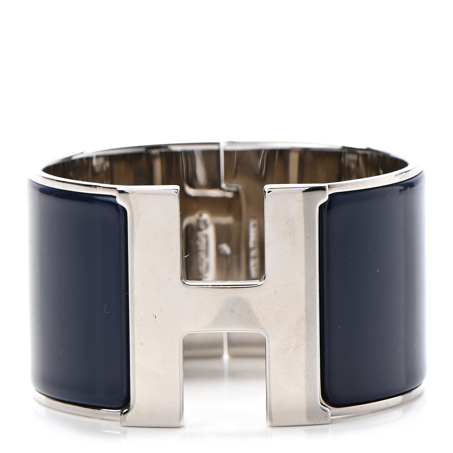 Hermes Enamel Extra Wide Clic Clac H Bracelet PM Bleu Nuit 1 of 5