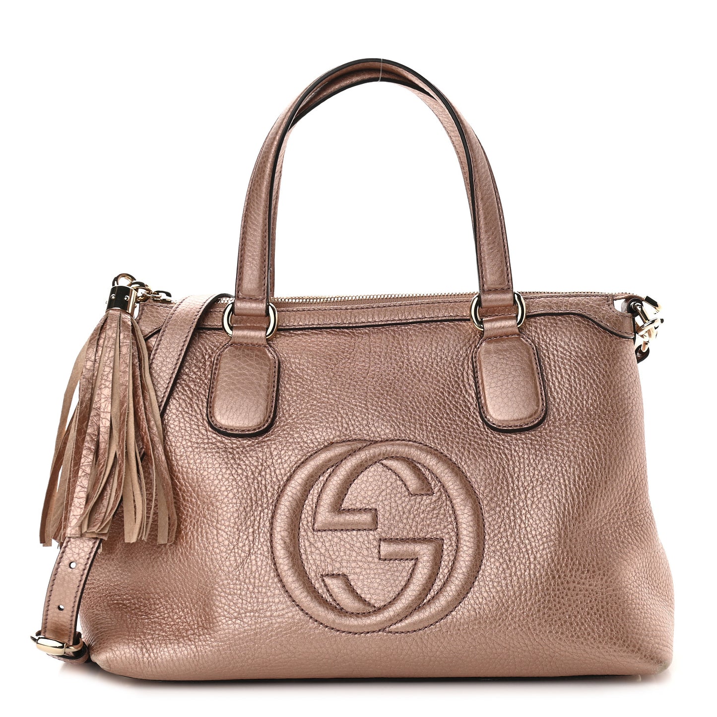 Metallic Cellarius Calfskin Small Soho Top Handle Satchel Pink