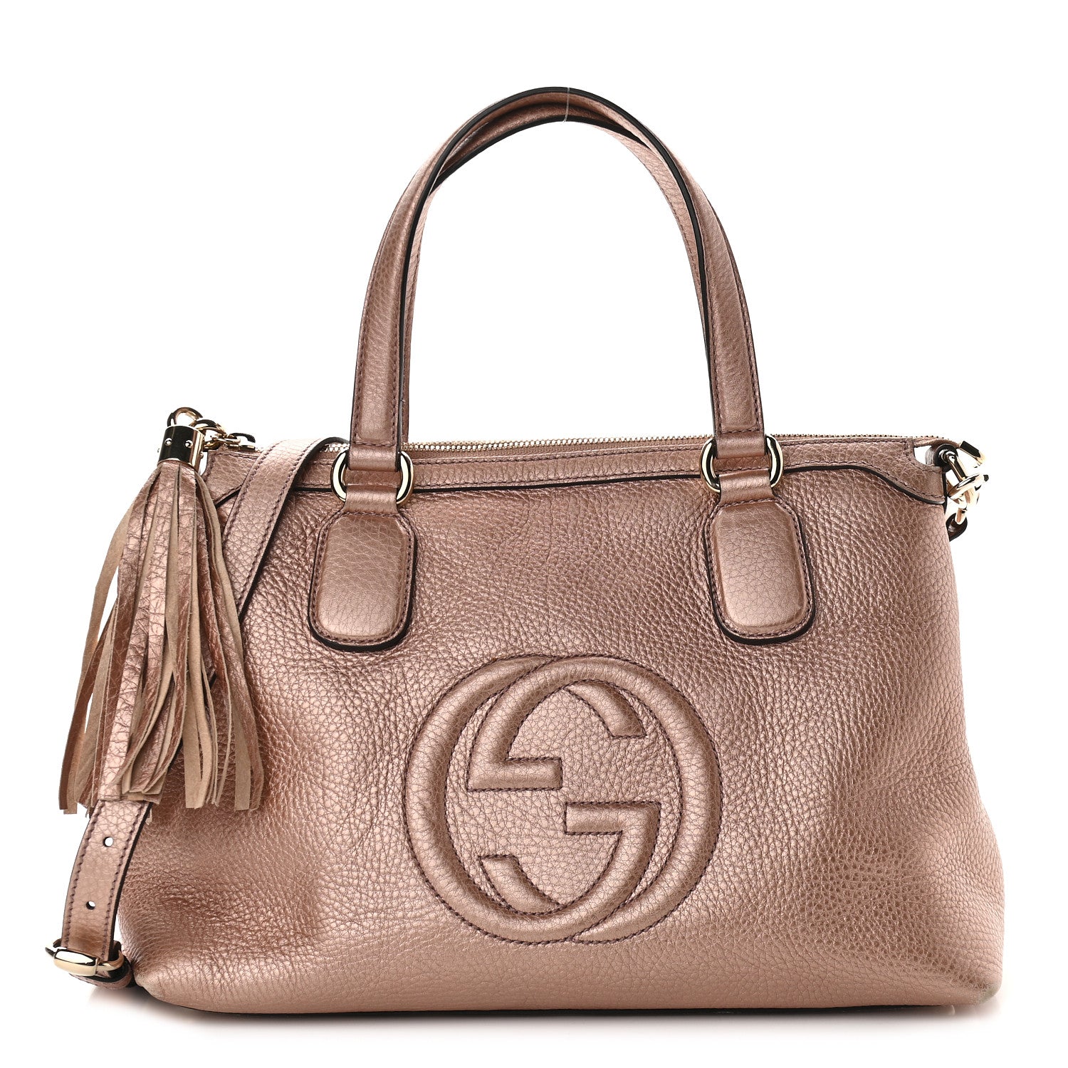 Gucci Metallic Cellarius Calfskin Small Soho Top Handle Satchel Pink 1 of 10